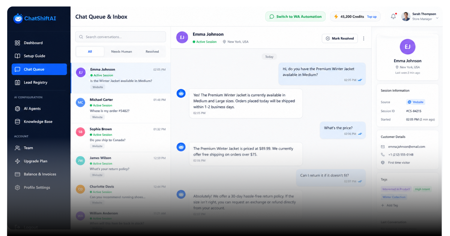 Dashboard Interface